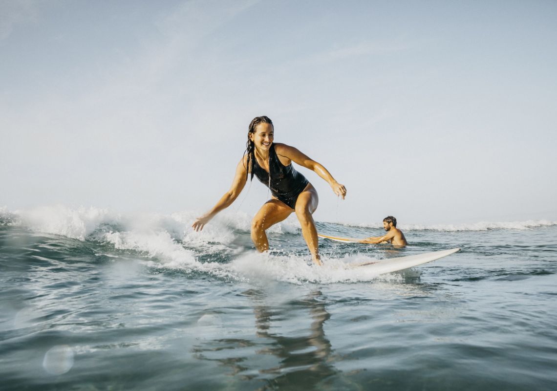 Surfing at Birubi Beach in Port Stephens